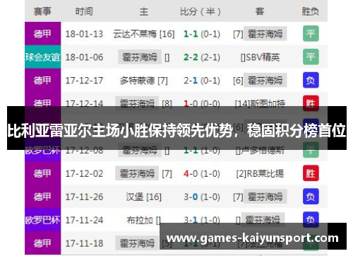 比利亚雷亚尔主场小胜保持领先优势，稳固积分榜首位